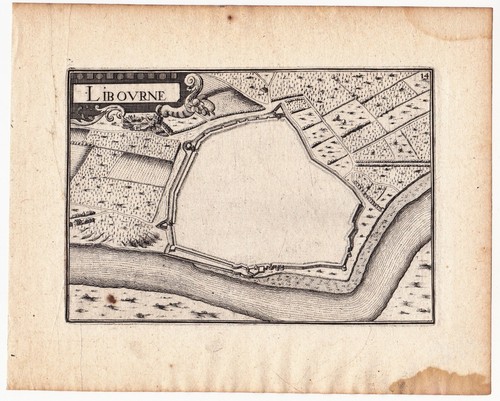 Gravure xviie libourne gironde - libourne,