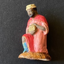 Devineau Santon Crèche - Roi Mage Balthazar Agenouillé - 7 cm