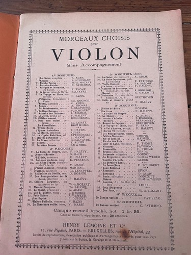 Ancienne partition pour - , violon