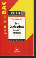 Profil d'une oeuvre.Les confessions.ROUSSEAU.Livres I à IV. Hatier SF27