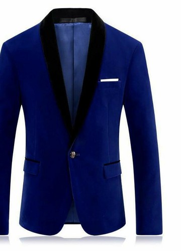 Hommes velours bleu - bleu, veste