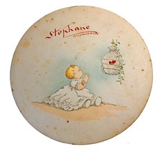 Ancien 1958 Carton Chromolithographie enfant boite confiserie chocolat