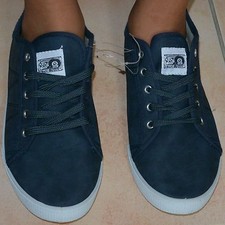 Déstockage Basket Basse Homme TRANSAT Toile Bleu avec Lacets Taille 45