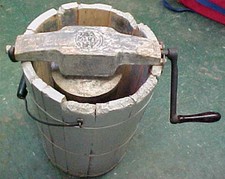 Most RARE Primitive wooden wood hand crank ice cream maker freezer on ebay 4 qt