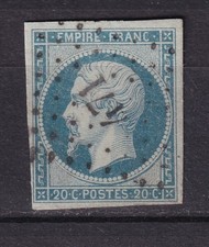 NAPOLEON N° 14AD BLEU SUR VERT OBL SIGNE COTE 200€ / 2 SCANS 