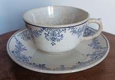 Ancienne jolie tasse + sous-tasse fin 19ème faïence Digoin Sarreguemines  CA10