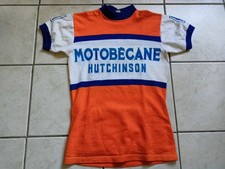 MAILLOT CYCLISTE VELO MOTOBECANE HUTCHINSON ACRYLIQUE VINTAGE TAILLE M/3 Usé