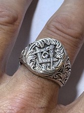 bague Chevalière Homme maçonnique En Argent Massif Taille 61