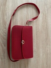 SAC A MAINS VINTAGE ROUGE EN CUIR ET CRIN DE CHEVAL fabriqué main en Allemagne