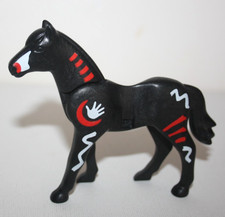 PLAYMOBIL 4012 CHEVAL NOIR PEINTURES DE GUERRE SELLE BLEUE SUPERSET CAMPEMENT