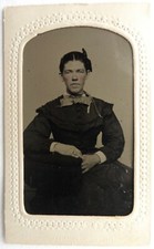 FERROTYPE photo par A. E. ALDEN'S jeune femme R496