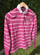 Polo Marinière Ralph Lauren Rose / Blanc Manche Longue Été comme Hiver Taille