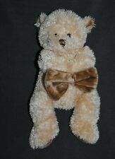 ?Peluche Doudou Ours BUKOWSKI Beige Long Poil Nez Noeud Brun Marron 30 Cm TTBE
