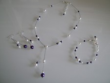 Parure Blanc/Ivoire/Violet Collier robe Mariage/Mariée/Cérémonie pas cher