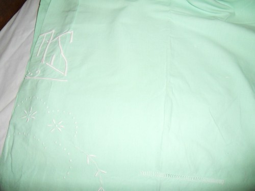 Draps vintage verts initiales