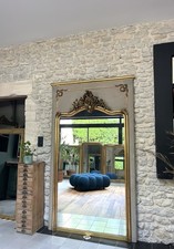 Trumeau Ancien 212cm/119cm Doré À La Feuille D’or Miroir Ancien 