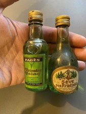 2 Mignonnettes Liqueur Verveine Velay Pagès sève Pyrénées Neuve Pleine vintage