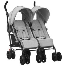 Poussette à Deux Places Anthracite Acier Landau Double Bébés Enfants vidaXL