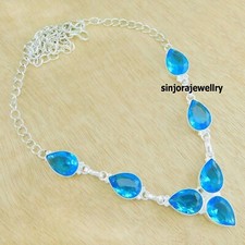Collier cadeau fait main en argent sterling 925 bijoux pierres précieuses top...