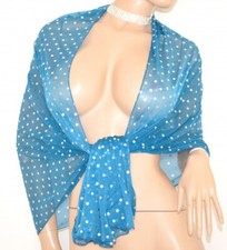 Etole femme bleu argent pois maxi voilée écharpe châle cérémonie Schal U70X