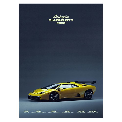 Affiche lamborghini diablo gtr - lamborghini,