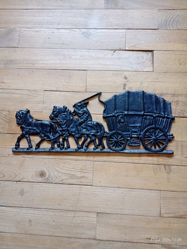 Plaque murale chevaux calèche - plaque,