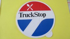 Autocollant vintage Panneau TRUCK STOP Belgique jeu concours au dos 15 cm diam.