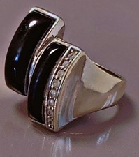 Bague argent jais zirconium