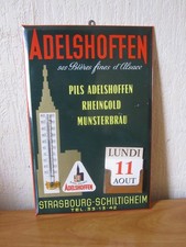 BIÈRE ADELSHOFFEN ANCIEN GLACOIDE THERMOMÈTRE CALENDRIER PLAQUE PUBLICITAIRE PLV