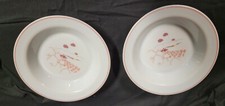 Lot de 2 assiettes Creuses vintages Arc Arcopal motif champêtre rose-Années80