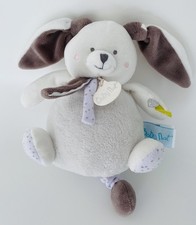 6249?Doudou Peluche Musical Babynat Baby Nat Lapin Blanc Gris Beige Marron