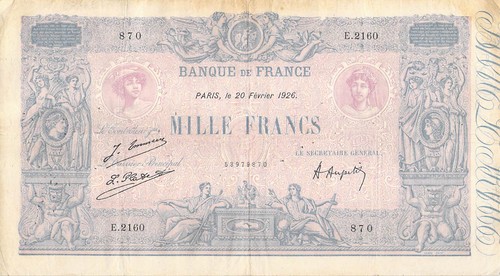 France 1000 francs rose - 1000,