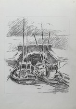 Bateaux de pêche à coupe vide Karl Freede 1908-2000 à Siel en mer du Nord