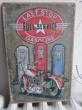 TOLE METAL VINTAGE MOTO POMPE