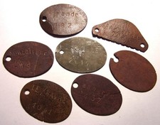 lot de 8 plaques d’identité militaire France ww1 14-18