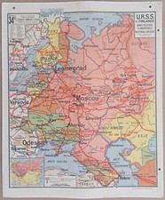 ? Ancienne carte scolaire Vidal-Lablache 34, T27, 1940 - URSS et Finlande