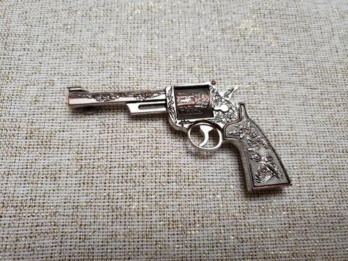 Vintage silver metal revolver - vintage,