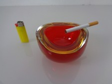 Cendrier Murano Sommerso Rouge / Jaune Années 60 Italie