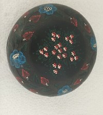 JOLIE BONBONNIERE FLORALE/ BOIS LAQUE/ DECOR PEINT/ ANNEES 1960/1970