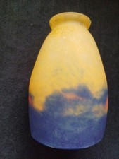 TRÈS JOLIE TULIPE ANCIENNE PÂTE DE VERRE MULLER FRÈRES LUNÉVILLE MAUVE ET ORANGÉ