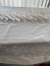 Grand Nappe de Réception ancienne et serviettes en Organdi blanche/7427V9