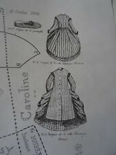 N°47 ANCIEN PATRON LA POUPEE MODELE 45 CM ROBE CAMARGO OCTOBRE 1868