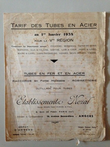 Ancien depliant tarif des - tarif,