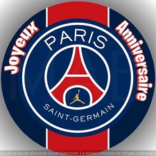 PSG Anni. Déco de gâteau comestible, feuille de sucre, disque prédécoupé20cm