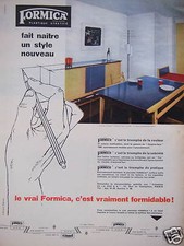 PUBLICITÉ DE PRESSE 1958 FORMICA STYLE PANNEAU REVÊTEMENT PLASTIQUE STRATIFIÉ