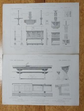 Dessins d’Ameublement d'écoles : tables d'écoles (à Lyon) et tables à dessin