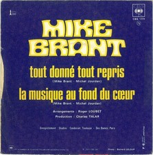 Tout Donné Tout Repris / La Musique Au Fond Du Cœur | Mike Brant | Bon état