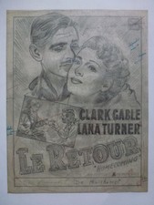LE RETOUR Dessin Original Etude Préparatoire 1948 Clark Gable Affiche Belge