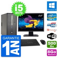 PC Tour HP 600 G1 Ecran 22" Intel i5-4570 RAM 8Go Disque 500Go Windows 10 Wifi