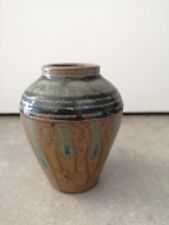 Petit vase en grès style Pierrefonds (flammé) caramel, bleue noir